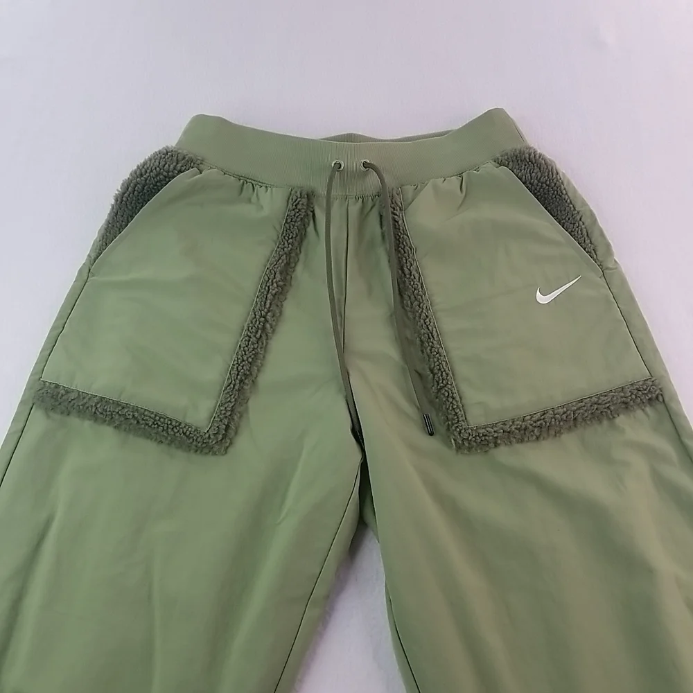 Nike Women High Waisted Joggers Olive Green Pocket Sweatpants Athletic M